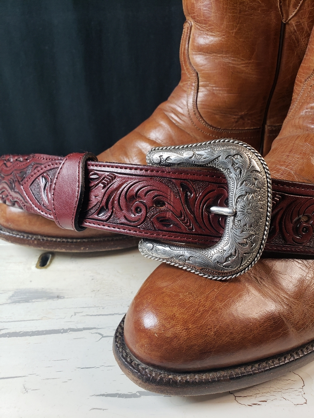 Nocona Cowboy Belt style A 542 in Burgundy or Deep Mahogany - size 36